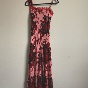 Burnout Velvet Dress | 90s Red Bias Cut Slip Dress Betsey Johnson